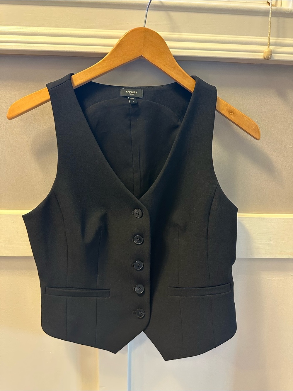 Express Women's Black Tailored Button Vest